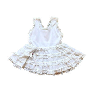 Vtg 50s Her Majesty Baby Petticoat & Slip Dress White Ruffled Cottagecore Dainty